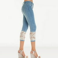 Luiyenes casual obrežene ljetne žene traper obrezane čipke pantalone elastične jeance hlače