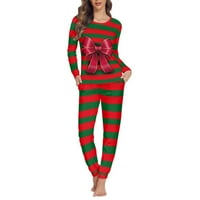 Pidžame za žene mekani božićni božićni crveni i zeleni trake za spavanje ugodne topline za odmor, više-saeson