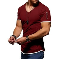 Muška ljetna modna casual čvrsta boja uboda patentni džep džepna majica majica kratkih rukava Top bluza