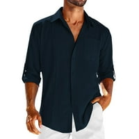 TobchonP stand-up collar odjeća za muškarce Solid Boja Havajska majica Muškarci Slim Business Beachhing