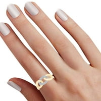 Carat Bijeli prirodni dijamantni razgraničeni prsten za bend 10K Čvrsto žuto zlato prsten veličine-5
