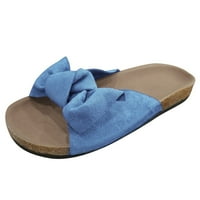 Miayilima plavi papuče za žene modne luk cipele slikovene ravne sandale debele žene cipele na plaži