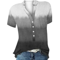 Ženski bluze Žene kratki rukav casual grafički grafički otisci TEE Henley Holiday ljetni vrhovi Grey