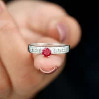 Laboratorija je stvorio ruby ​​solitaire bend prsten sa moissinite za žene, srebrna srebra, SAD 7.00