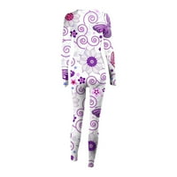 Cuoff dame casual dugih rukava odvojiv gumb za odvajanje zaklopke za odrasle pidžama jednodijelni