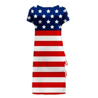 Ženska plus veličina USA haljina za zastavu Dressy casual, ljetna casual labava džepna haljina strastveni