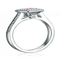 Perfect Carat Halo Princess Cut morgatit i dijamantni zaručni prsten u 14K bijelim zlatnim morgatitnim i dijamantnim zaručničkim prstenom