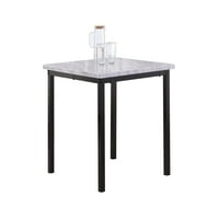 Maxen 30 kvadratni trpezarijski stol, crni metalni okvir i bijeli fau mramorni vrh