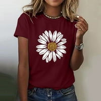 Košulje za žene Grafičke tee Y2K suncokret Ljeto Plus size labav bluza Kratki rukav Grafički povremeni