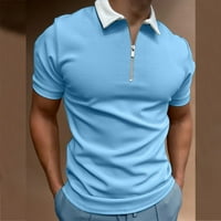 Haxmnou Men Casual Soild patentni patentni košulja Okrenite ovratnik bluza s kratkim rukavima Top majica