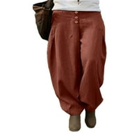Glookwis Žene Solid Boja dna Vintage Pant Loose casual pantalone Dekor Retro Palazzo duge hlače