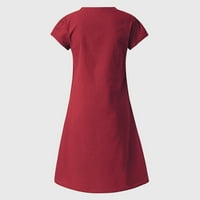 Haljine za žene plus veličine haljine labave solidne boje kratkih rukava s kratkim rukavima, crvena