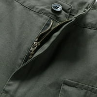Teretne kratke hlače za muškarce Slim Fit Solicy Color Elastic Button za struk Multi-džepovi Tharts Comfy Vanjska ravno noga pet bodova kratke hlače Vojska zelena XXL