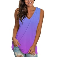 Bvnarty Beach Modne modne dame Havajski vrhovi Ljetne košulje za žene Trendy Solid Color Plain V izrez