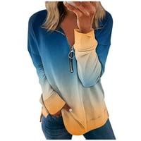 Yubatuo ženski kauzalni zip pulover dugih rukava dugih rukava dugenski gradijent Activewear trčanje dukserica za žene nebesko plavo 2xl