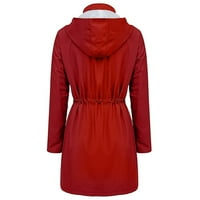 Tagold Blazer jakne za žene, jesen odjeću za žene, žene čvrste kišne jakne na otvorenom plus veličina vodootporan s kapuljačom od kaputa Wevens Fals Fashion Cardigan, crvena, xxxxl