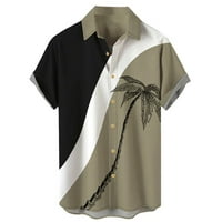 FSQJGQ muške havajske majice s kratkim rukavima otisnuto dugme spuštaju ljetne majice na plaži na vrhu