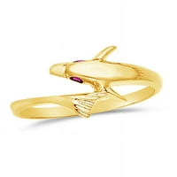 14k žuto zlato CZ CUBIC cirkonija Fanconi Fashion Duphin prsten veličine 8