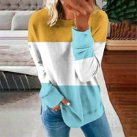 Amtdh Ženska grafička dukseva boja blok blok labavo ležerno casual pulover teen djevojke slatka odjeća