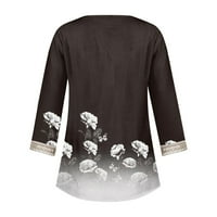 Feterrnal ženska bluza casual labave majice rukavice čipke od čipke Print V vrhovi vrata Print Tops
