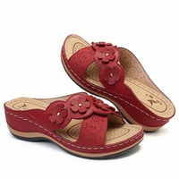 Ženske sandale dame modne casual cvjetne klinove na otvorenom sandale za ženu crvene veličine 6