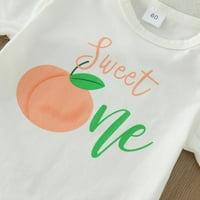 Niuredltd Demice Girls kratkih rukava Peach Prints ROMPER BODYSUIT Hratke Trake za glavu Outfits veličine