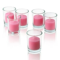 Clear Glass okrugli držači za svijeće s mekim ružičastim zavjetskim svijećom paljenjem sa satima od