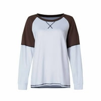 Bluze za žene Dressy Ležerne prilike u obliku pune boje Spajanje dugih rukava Okrugli vrat Majica Ležerne