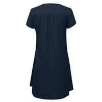 Žene plus veličina Ljetna kratka rukava haljina s labavim V izrezom Casual Beach Sendress Dužina koljena