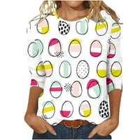 Levmjia vrhovi majice za žene plus veličine Ženska modna kratka rukava Retro okrugli vrat Uskrsni ispisani