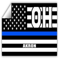 Akron OH Ohio Summit County tanka plava linija zastava u SAD - počastiti službenike za provedbu zakona