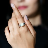 Ovalni oblik Etiopljanin Opal Solitaire Prsten s dijamantom za žene, 14k bijelo zlato, SAD 7.50