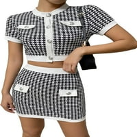 Singreal ženske odjeve nalaze se gumb s kratkim rukavima prednji gornji i mini set mini suknje
