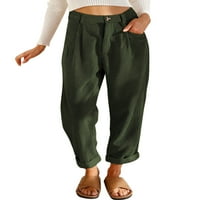 Ženske hlače Modni koduroi Visoke pantalone sa visokim strukom Solidne boje ravnoj nogu sa džepovima