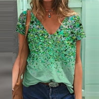 Ženske vrhove Ženska modna casual plus veličina Scenic Cvijeće Štampanje okruglih majica za majicu XL