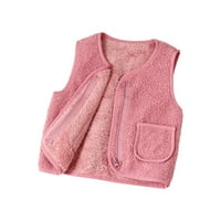 Baywell Girls Boys Sherpa fleece prsluk jakna patentna pauze za zimsku odjeću za hlađenje bez rukava ružičasta 1-7Y