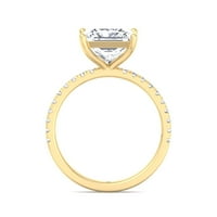Amarillo - Moissite Princess Cut Lab Diamond Angažman prsten sa PavÃ © sidestones