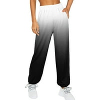 Hlače žene, hlače Žene aktivni elastični struk joggers hlače džepovi za crtanje trčanja za žene crne