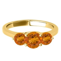 Zaručni prstenovi za žene 2. Carat Tri kamena citrina prstena 10k žuto zlato