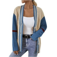 Lilgiuy ženski povremeni labavi pleteni kardigan džemper kaput žene jesen i zimski vrhovi, plava, zimska