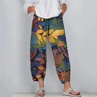 Ženske hlače Ležerne prilike elastične struke Široke labave pamučne pamučne pantalone nogu teretni pantalone