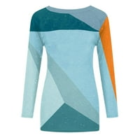 Košulje s dugim rukavima za žene Casual Color Block posada Comfy Fit pulover Dukseri Spring Odjeća