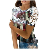 Ženske vrhove bluza casual s kratkim rukavima od tiskanih žena Ljetni posadni vrat majice crne l