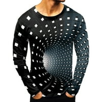 Muška modna casual sportovi apstraktni digitalni tisak okrugli vrat majica s dugim rukavima
