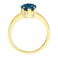 1.5ct kruška prirodna London Blue Topaz 14K žuta zlatna godišnjica Angažova prstena veličine 5,75