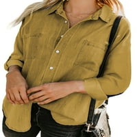 Lieramram traper košulja za žene, casual dugme dugih rukava u gore trendy Chambray Jean vrhovi