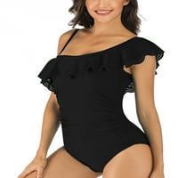 Kupaći kostim s jednim ramenim kupaćem kostimu s uklonjivim kaišem crnim s za žene