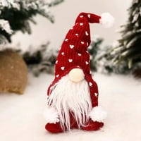Božićni gnomi Decor ukras Ornament Heart Print Hat Fluffy brada plišani gnomi za stol Početna Decor