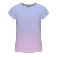 Ženske gradijentne majice majice Ležerne prilike Laise Basic Bluza Kratki rukav Summer Regular Fit Crewneck