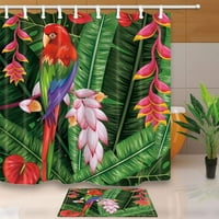 Parrot Dekor Šareni makav u tropskoj banani ostavlja cvjetni tuš za zavjese s prostircima kupa za kadu
